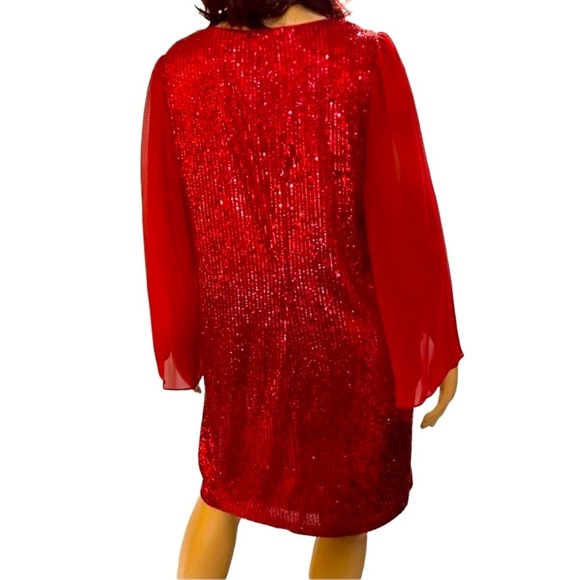 Connected Plus Size Cape-Sleeve Sequin Dress! - Picture 3 of 4
